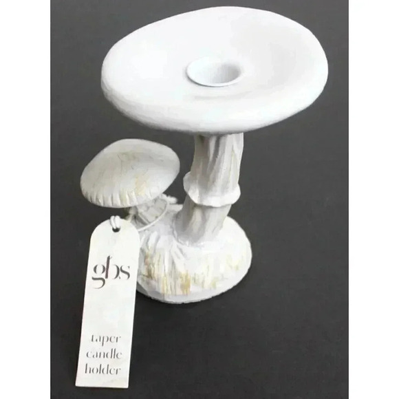 Home Decor Other - New White / Gold Resin Wild Woodland Mushrooms Candle Holder Room Decor